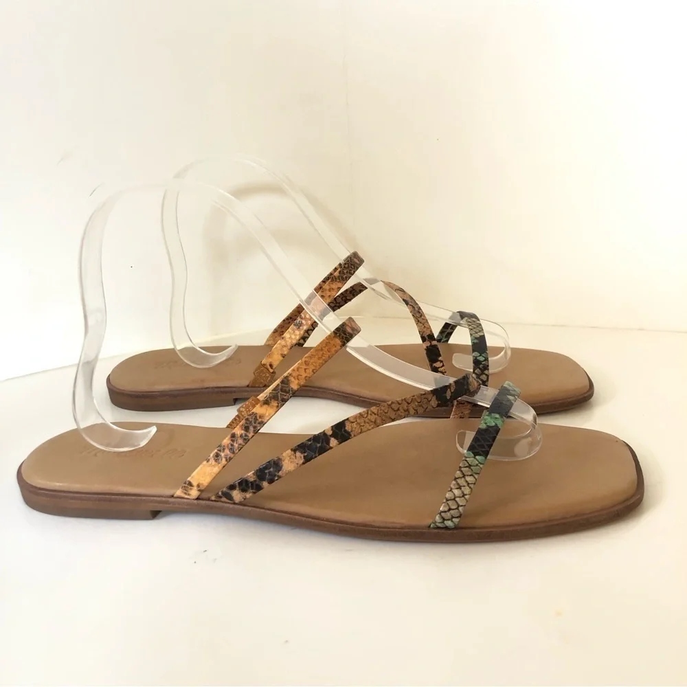 Madewell The Lyra Slide Sandal in Snake Embossed Leather Straps Size 10